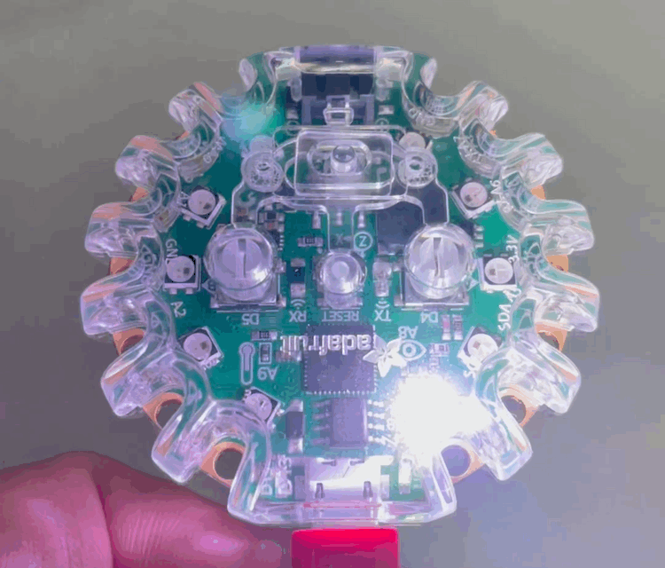 CPX hw no.01, question #6, showing neopixels glowing white in a sequence