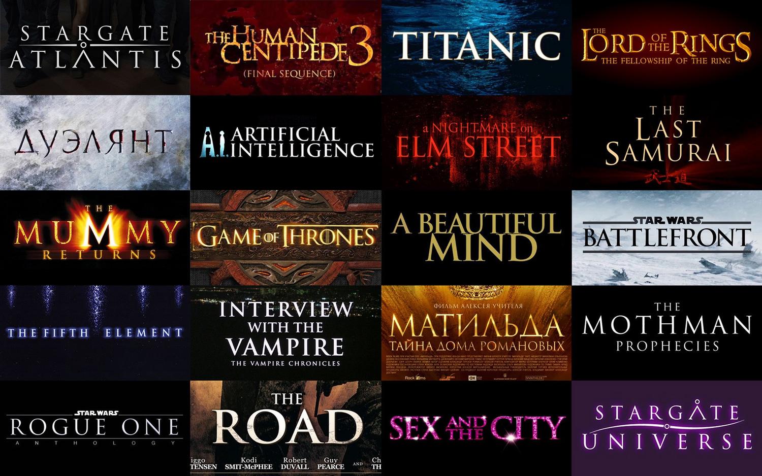 image of many posters that use Trajan as the title